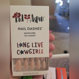 Red Aspen Nail Dashes - Long Live Cowgirls jewels medium almond
